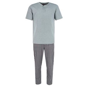 Ten West Apparel Men's Henley Short Sleeve and Plaid Pajama Pant Set